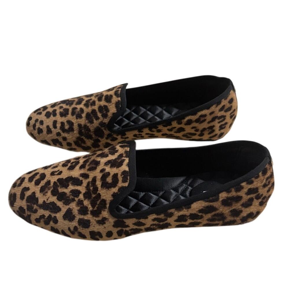Birdies The Starling Loafer Leopard Calf Hair Size 8 Brown Animal Print Slip On